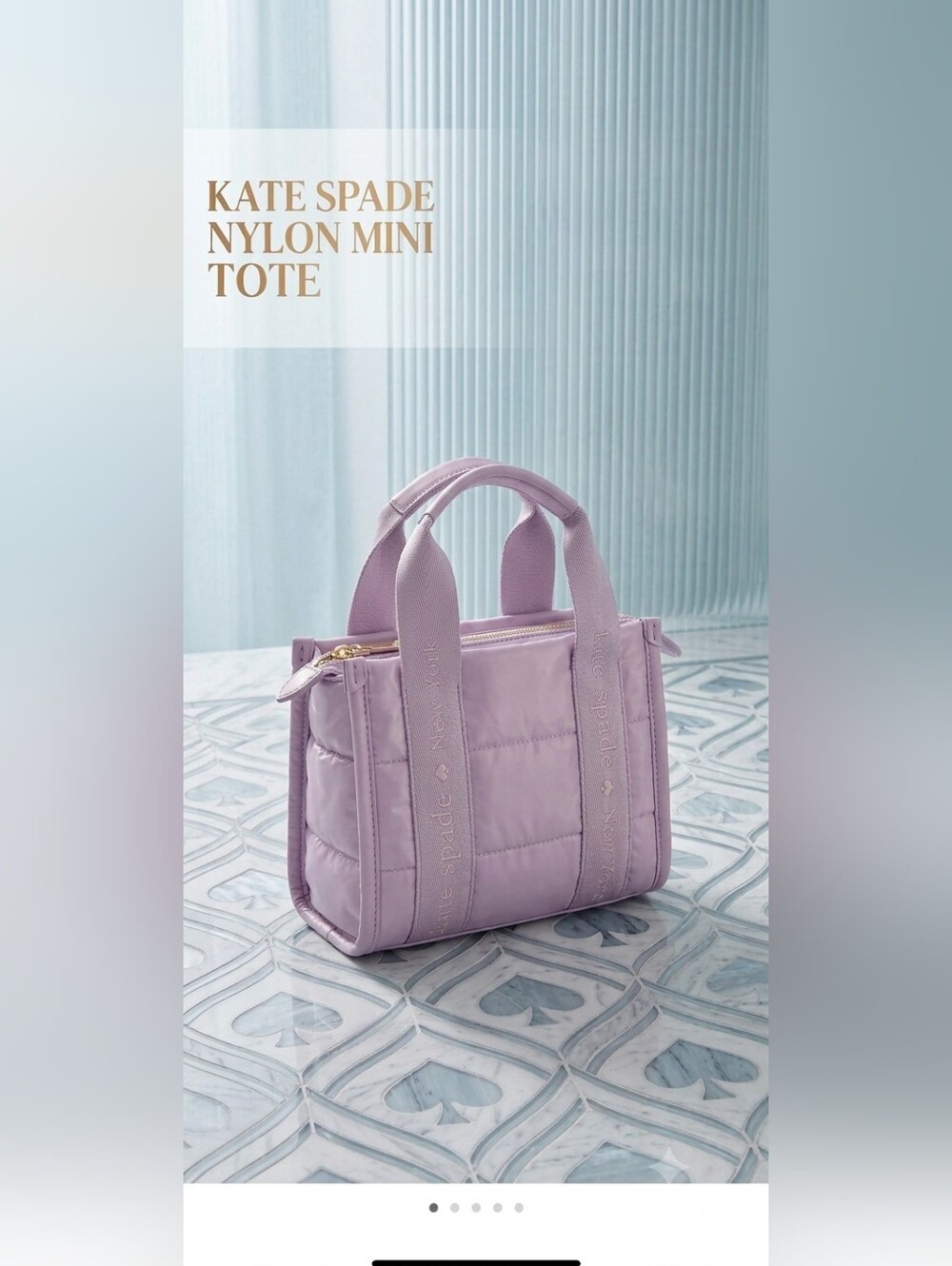 kate spade Lavender Quilted Nylon Mini Tote